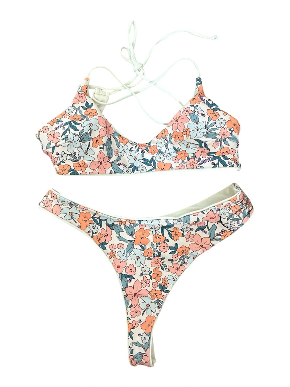 Reversible Floral / Cream Soft Bikini set M